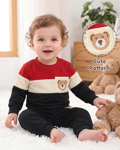 Image of NZRVAWS Toddler Baby Boy Clothes Infant Fall Winter Outfit Long Sleeve Pant Top Set 2Pcs Sweatshirt 0 Month-3 Years