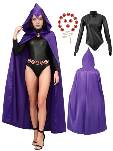 brableewear Titans-Raven Ceinture de cosplay pour femme - Accessoires de costume - Chaîne réglable avec pierres rouges pour accessoires de costume, violet, taille L