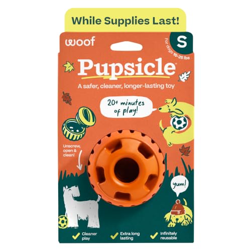 Image of WOOF Pupsicle Interactive Dog Ball Toy for Dogs Small 10-25 lbs - Orange