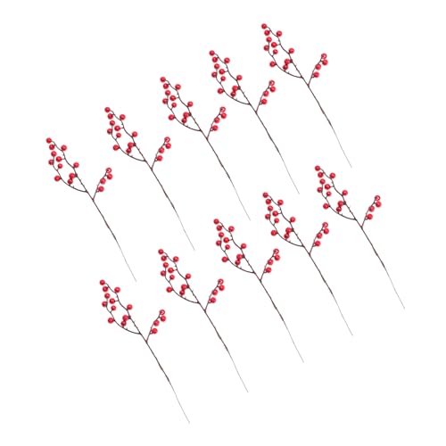 DIKACA 10 Piezas Flor Artificial Rojo Rosas Artificiales con Tallos Luces de Hadas solares Malva Falso Artificial Flowers Christmas Tree Flor de simulación Adorno Floral el plastico