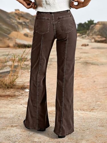 Flamingals Bootcut Dress Pants for Women Mid Rise Solid Stitch Front 90s Casual Stretchy Pants Without Belt3