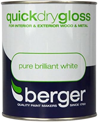 BERGER Quick Dry Gloss 750ml Brilliant White, Various