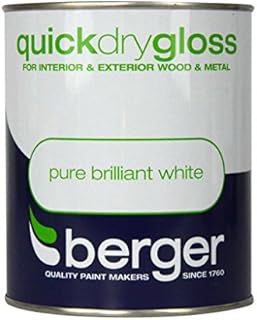 BERGER Quick Dry Gloss 750ml Brilliant White, Various