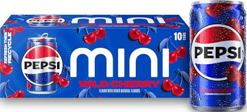 Image of Pepsi Wild Cherry Cola Soda Pop Mini Cans, 7.5 Ounce Mini Cans (10 Pack) (Packaging May Vary)​