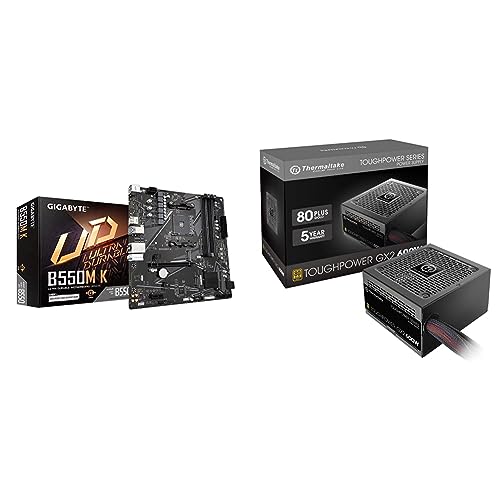 Image of GIGABYTE B550M K (AM4 / AMD / B550 / Micro-ATX /Dual M.2 / SATA 6Gb /s /USB 3.2 Gen 1 / Realtek GbE LAN & Thermaltake Toughpower GX2 80+ Gold 600W SLI /Crossfire Ready Continuous Power ATX 12V V2.4 /EPS