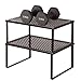 SONGMICS Cabinet Shelf Organizers, Stackable, Expandable, Set of 2 Metal Kitchen Counter Shelves, Brown UKCS01BR