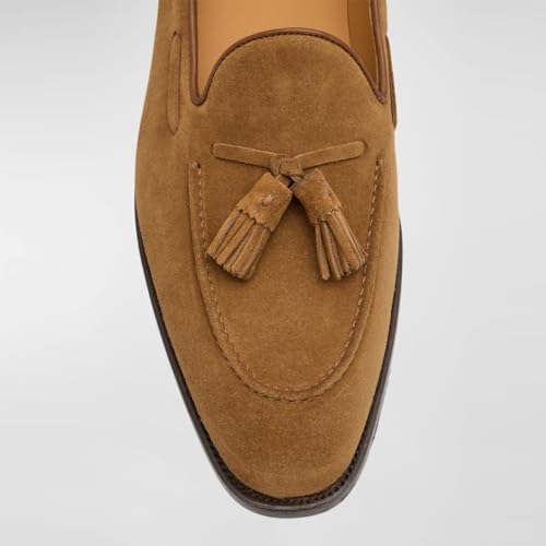 FSJ Men's Retro Round Toe Tassel Loafers Suede Fashion Casual Slip-On Flats Comfortable Driving Luxury Wedding Prom Moccasin Shoes Size 4-16 US2