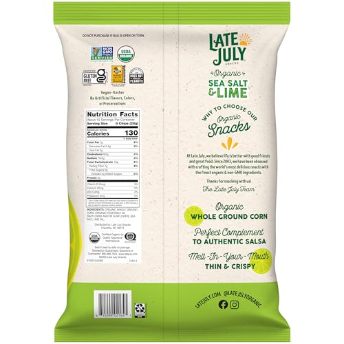 Image of Late July Restaurant Style Sea Salt & Lime Tortilla Chips, 10.1 Oz Bag