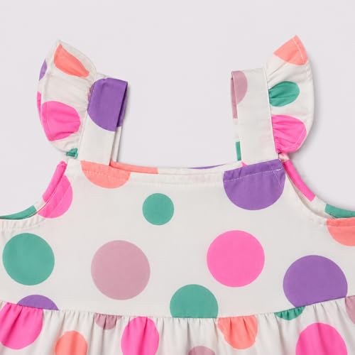 Image of The Magic Wand Kids Girls Printed Cotton Summer Dresses, Knee Length Sleeveless Casual Western Stylish One Piece Fit & Flared Frock for Beach & Vacations