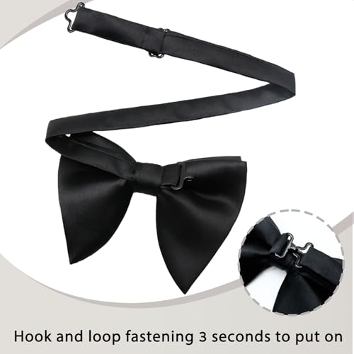 Image of Luckyvestir Oversized Bow Ties for Men, Pre Tied Clip on Men's Black Bowtie for Wedding Tuxedo Banquets Formal Wear