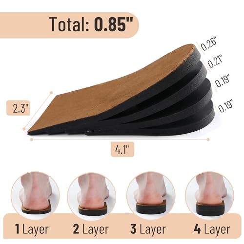 Image of Dr. JK- Adjustable Heel Lifts for Women and Men, 1 Pair, 4 Layers, Medium Size, Brown, Shoe Lifts for Uneven Legs