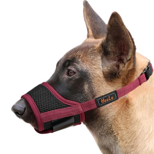 Image of HEELE Dog Muzzle for Large Dog,Adjustable Loop with Soft Air Mesh Nylon