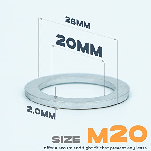 Image of 20Pcs M20 Oil Drain Plug Gasket, Aluminum Crush Washer, Seal Ring by KeeRoarin, 20mm*28mm*2mm