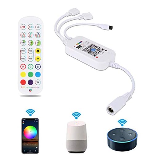 WiFi LED Smart Controller mit Fernbedienung, LUXONIC Wireless RGB WIFI Controller für LED Streifen Smartphone WLAN Control Box für RGB LED Bänder Stripes Band Lichter, Kompatibel mit Alexa Google Home