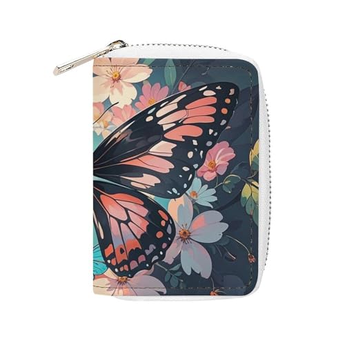 Porte-cartes en cuir gaufré de motifs nature chic et élégant