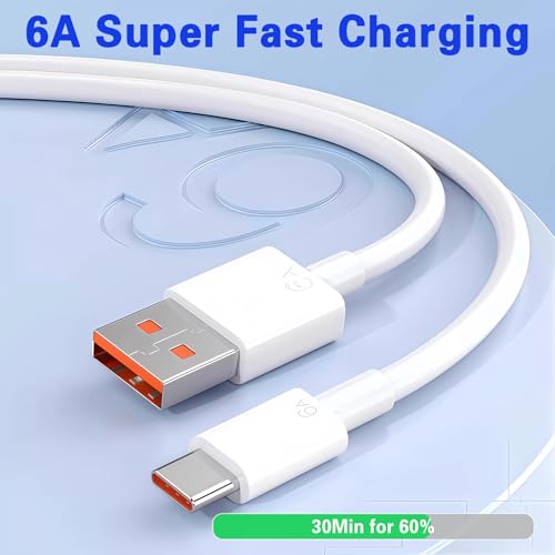 5Pack USB A to USB C Fast Charging Cable,【2x2M+3x1M】 Type C Cord Compatible with iPhone 17/16/15 Android, White