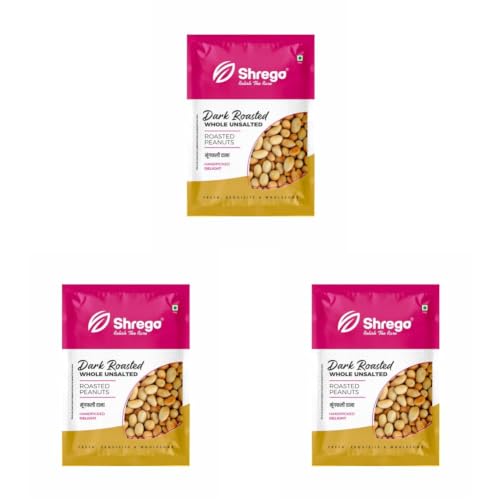 Image of SHREGO Dark Roasted Whole Peanut Unsalted 360G, Snack & Namkeen (Vacuum Packed) (Pack of 3)