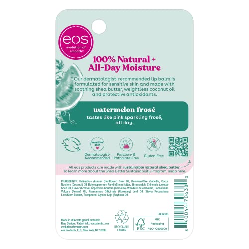 Eos 100% Natural Lip Balm- Watermelon Frosé, Dermatologist Recommended For Sensitive Skin, All-Day Moisture Lip Care, 0.14 Oz #TOP6