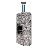 Gabionen Gartenkamin by TRIMET , Gabionen Grill, Grillkamin, Gartengrill, BETTI 1 Oval, 30x36 cm, Feuerstelle Edelstahl, höhenverstellbarer Grillrost, Ascheschublade