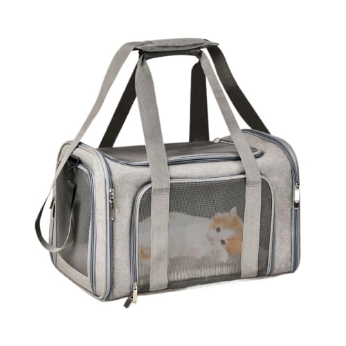 Mochila lateral para mascotas gris ideal para viajar en avión con tu perro pequeño 2