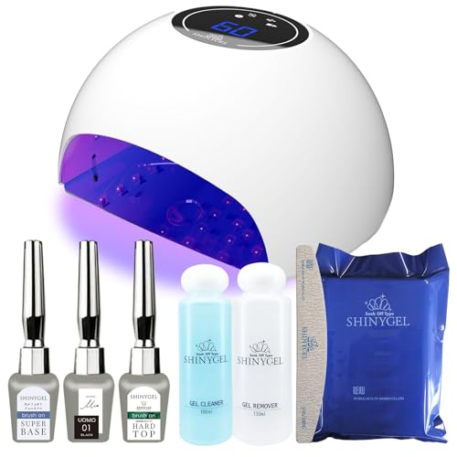 【ボトルタイプ】SHINYGEL シャイニージェル ジェルネイルキット(18W LEDランプ付) 簡単オフ 爪に優しい 傷まない 弱酸性 日本製 サンディング不要 純国産 セルフジェルネイル セルフネイル ジェルネイルセット LEDライト ブラッシュオンス