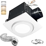 Rysmirs 88CFM 1.0 Sone Bathroom Exhaust Fan with Light, Ultra-Quiet Bathroom Vent Fan Extractor with 6FT Flexible Ducting Hose and Clamps, Ceiling Mount Ventilation Shower Bath Fan
