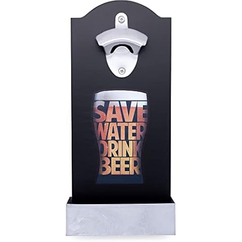 Retro Funny Wall Mounted Hangable 'Save Water Drink Beer' Bottle Opener & Cap Catcher (US396 BO) Cover