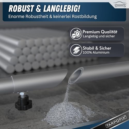 Tarpofix® Anhänger Planenbügel Flachplanenbügel 100-145 cm (1-4er Set) - Universell anpassbare Anhängerplanen Haltebügel - Langlebige & rutschfeste Alu Bügel für Flachplane - 100% Aluminium Spriegel