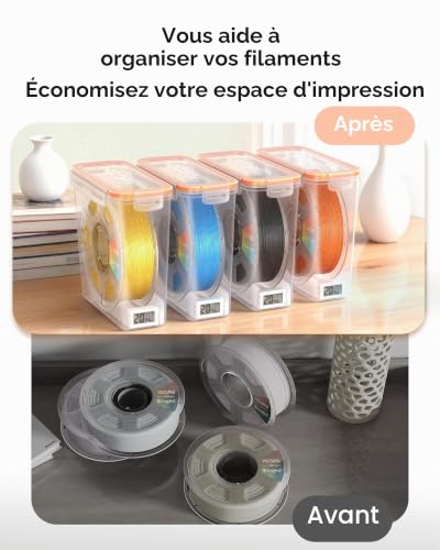 YOOPAI Pro Caja de Almacenamiento para Filamento con Monitor de Temperatura y Humedad - hermética, pantalla visible, protección contra humedad y polvo para Impresión 3D (Pack de 6) – vue 6