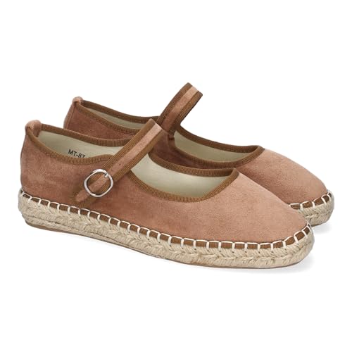 shoes&blues.es 92581 Bailarina Alpargata de Mujer con Yute, Comodas, Diseno Moderno con Punta Redonda y Cierre de Hebilla para un Ajuste Comodo, Ideales para Primavera-Verano. Kaki Talla 40