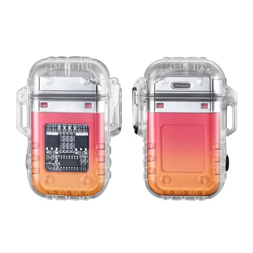 Encendedor eléctrico recargable plasma impermeable rosa y amarillo miniatura 1