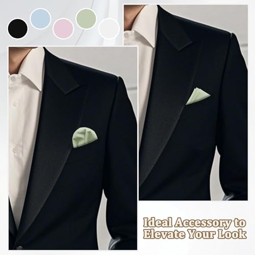 Image of LJBFNN Pocket Squares Handkerchiefs for Men Soft Cotton Mens Womens White Pocket Square with Holder for Suit Wedding Business