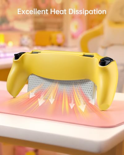 Image of UYIYE Protective Case Compatible with PlayStation Portal Remote Player, Soft Rubber Grip Cover with PreciseThin Fit, Anti-Scratch Shockproof Protection, Comfortable Hold & Cooling Design-Yellow&White