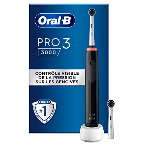 Pro 3 3000,电动牙刷,1 个旅行箱,2 个刷头,去除高达 100% 的牙菌斑,木炭色,黑色