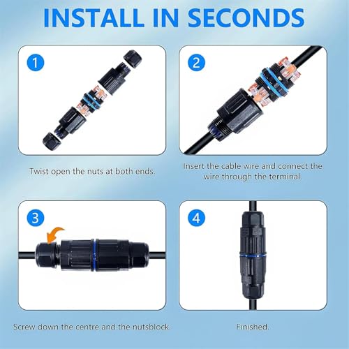 Connecteur de câble électrique IP68 à 3 broches pour boîte de jonction extérieure