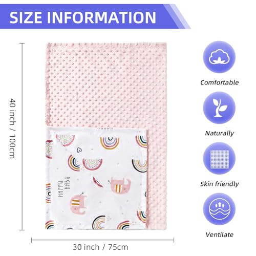 Image of Baby Nursery Bed Blankets Ultra Soft Double Layer Mini Blanket Minky Blanket Receiving Blankets Shower Gifts(30 inch*40 inch,Rainbow)