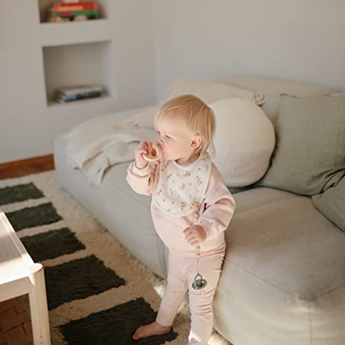 mushie 100% Silicone Baby Pacifier Clip BPA Free | Luna (Faux Wood) - Thumbnail 3