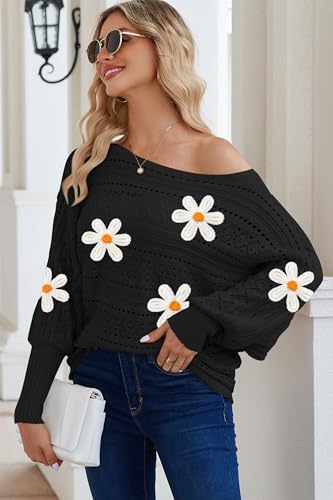 Image of Cakulo Womens Floral Off Shoulder Oversized Pullover Sweaters