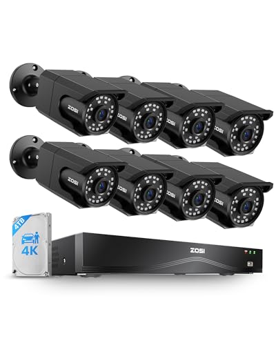 ZOSI 4K 16CH PoE Security Camera System, 8 x 8MP