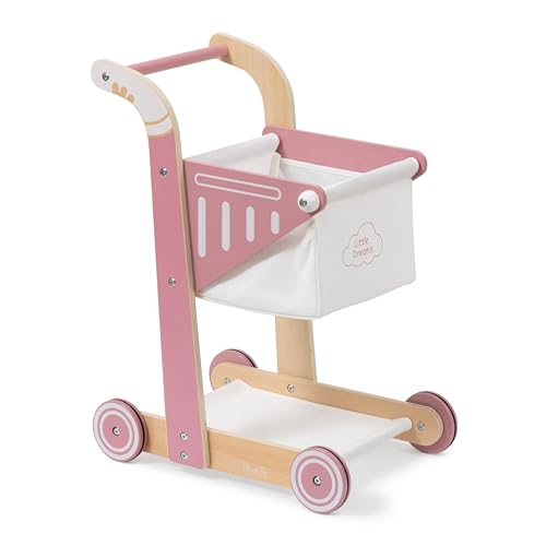 Einkaufswagen SHOPPY aus Holz für Kinder (Altrosa)