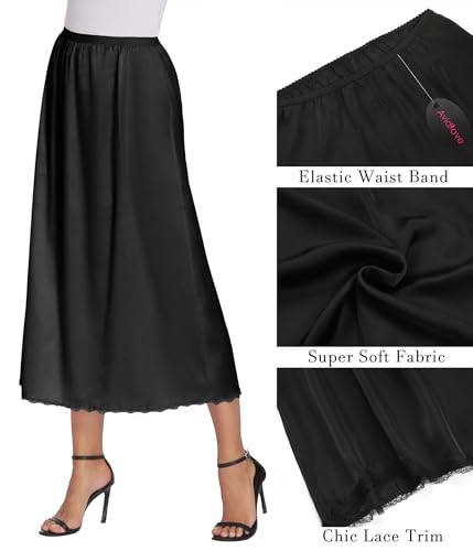 Image of Avidlove Women's Satin Half Slip 36 inch Lace Long Underskirt S-XXL