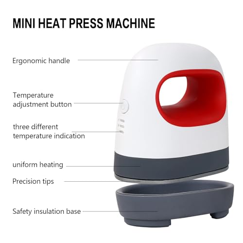 Mini presse à chaud facile à utiliser, fer à transfert portable rouge HTV - 7