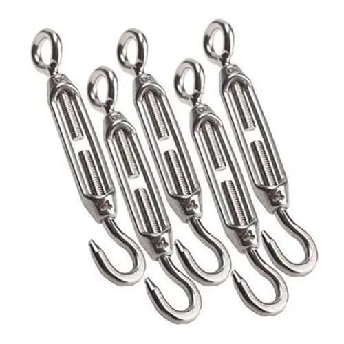 5PCS M4 Tensores para Cables de Acero Inoxidable 304 con Gancho y Ojal miniatura 3
