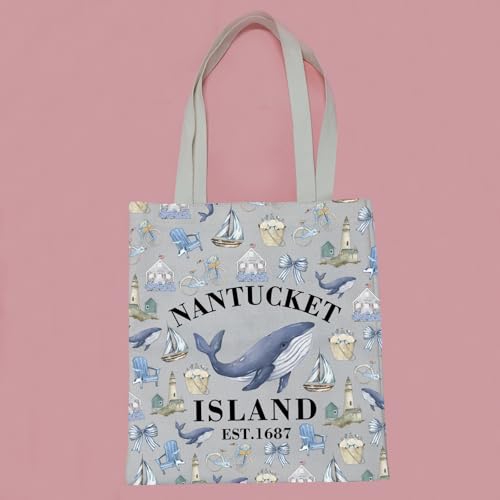 Bolso tote PWHAOO con faro de la isla Nantucket, fundado en 1687, regalo para amantes de la costa miniatura 6