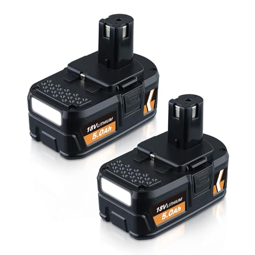 ZEERISA 5.0Ah Ersatzakku für Ryobi 18V ONE+ Akku-Werkzeuge - 2 Stück Li-Ion mit LED-Anzeige Kompatibel mit Ryobi 18V Akku P104 P105 P107 P108 RB18L40 RB18L50