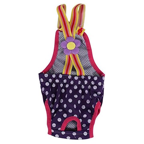 Dog Sanitary Pants Female Dog Diapers Washable Reusable Puppy Nappies Physiological Menstrual Suspender Pants Doggy Underwear Pants (S) Cover
