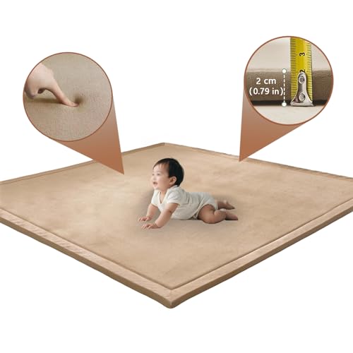 Grand tapis d'éveil bébé beige 160x160 cm de 2cm d'épaisseur