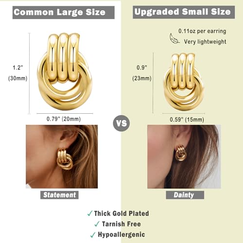 Chunky Gold Silver Earrings Knot Geometric Earrings for Women Dainty 14K Gold and Silver Plated Dangle Drop Earrings Fashion Trendy Jewelry Gifts - Image 6