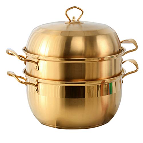 Angoily Dampfgarer Edelstahl 3-Stufig mit Dampfeinsatz Deckel Nudelkocher Dampfgarer Küchenkochgeschirr für Gemüsefisch Meeresfrüchte Kochen