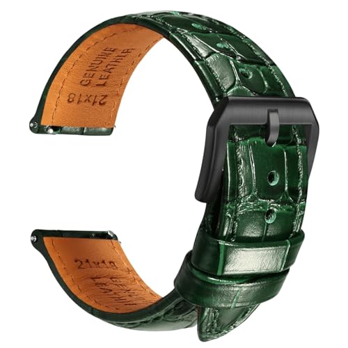 Bracelet montre 19mm cuir vert alligator pour look chic urbain
